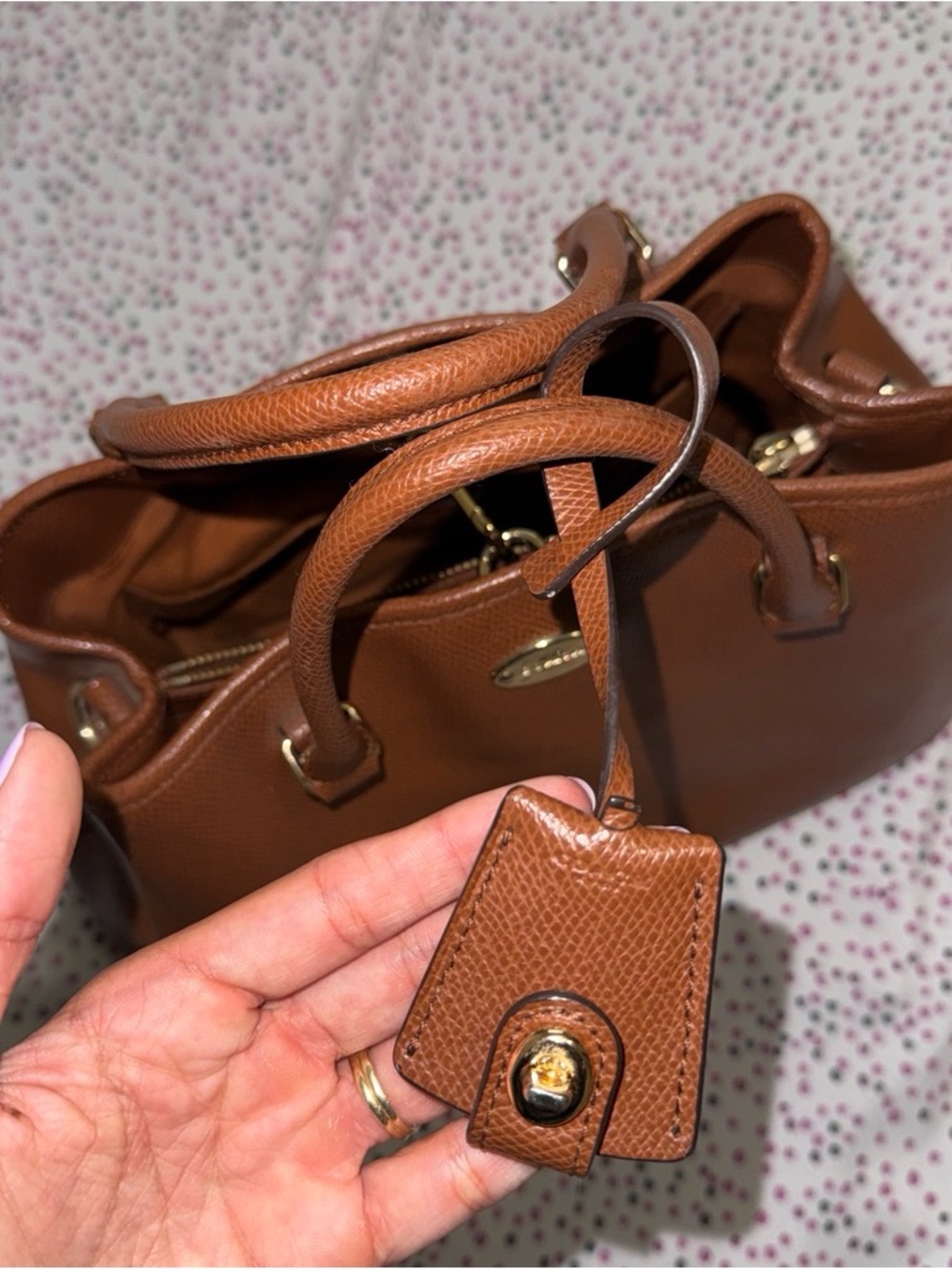 Coach Pebbled Leather Satchel in Saddle Brown - Picture 5 of 6